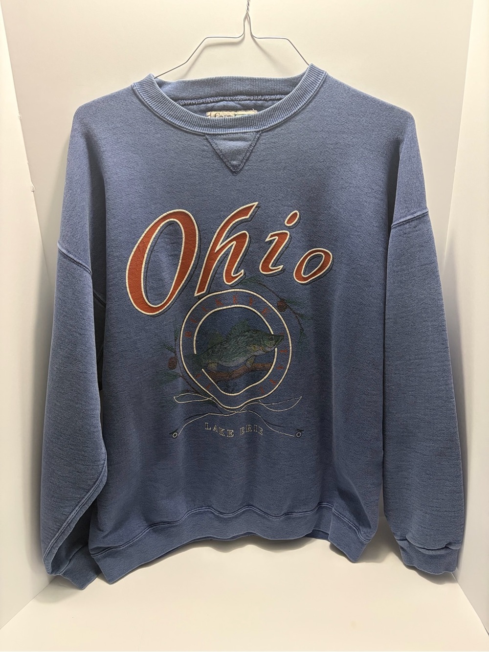 Vintage 90s Ohio Lake Erie Crewneck Sweater - Blue